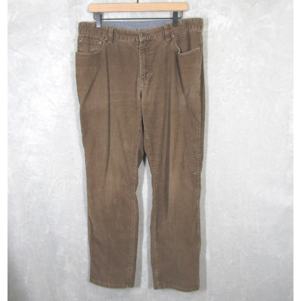 LL Bean Standard Fit Corduroy Pants Mens 36W 32L Brown Cotton Spandex